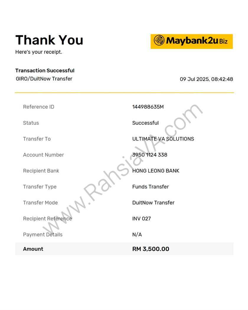 Penyata pendapatan Virtual Assistant 1 daripada 6